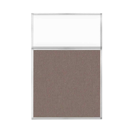 Versare Hush Panel Configurable Cubicle Partition 4' x 6' W/ Window Latte Fabric Clear Window 1850613-2